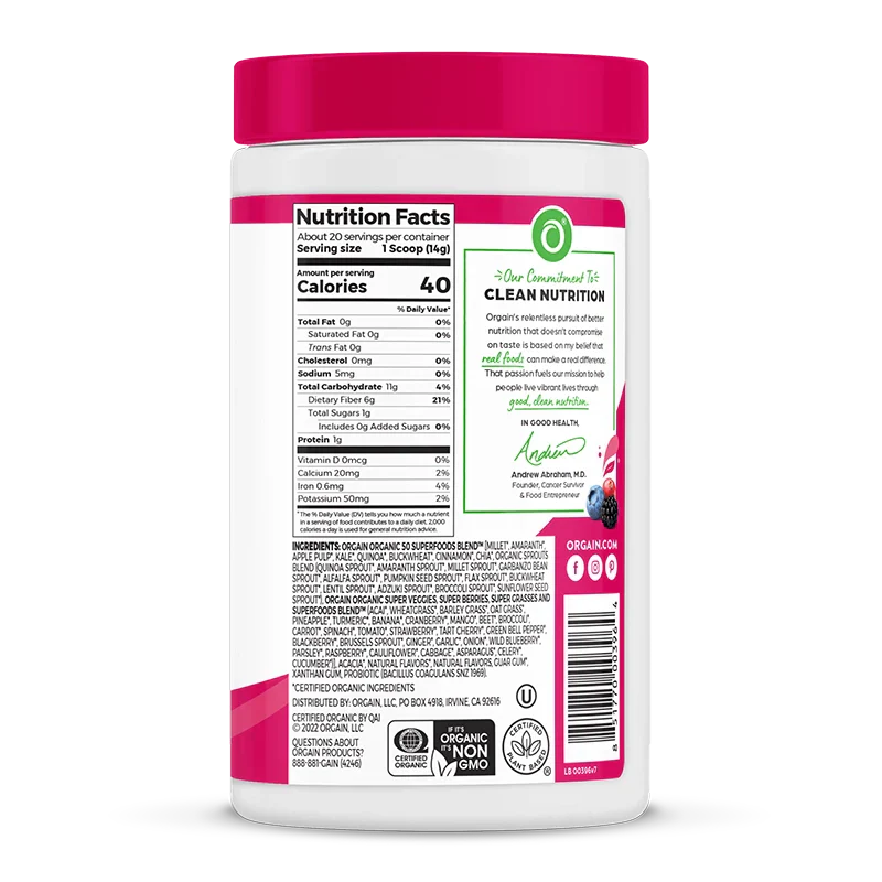 Organic Superfoods Probiotics Powder - Berry