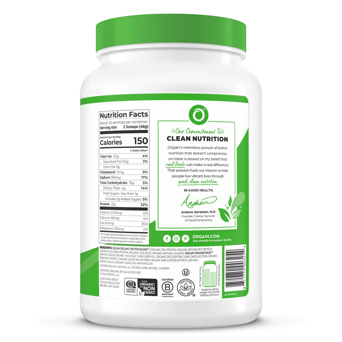 Organic Protein? Plant Based Protein Powder - Vanilla Bean