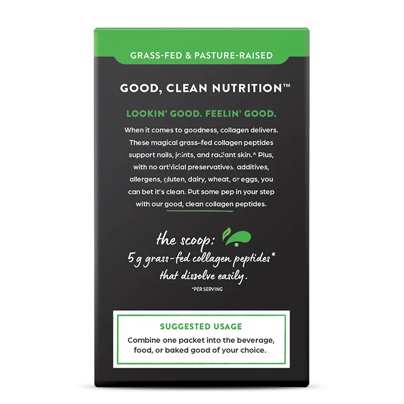 Grass Fed Pasture Raised Collagen Peptides 25 Ct Stick Pack