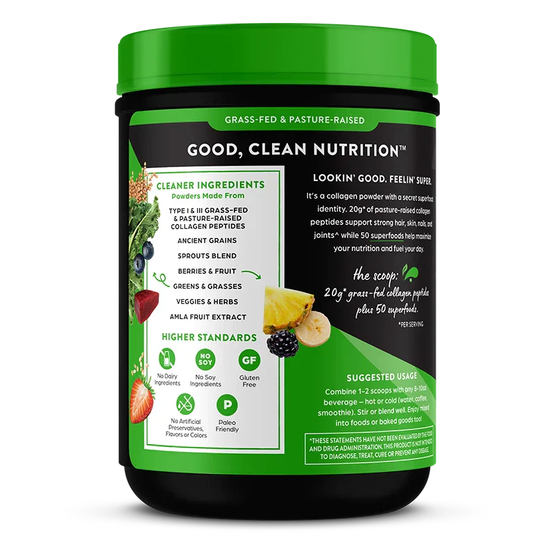 Grass-Fed Pasture Raised Collagen Peptides + Superfoods Powder
